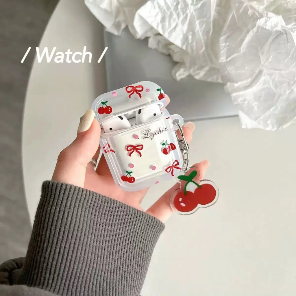 Cute Bow Cherry Earphone Case For AirPods Pro