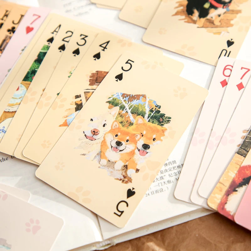 55sheets/box Kawill Creative Cat Pet Themed Playing Cards Paper Gift Set Office Paper Cards Entertainment Party Diary Decoration