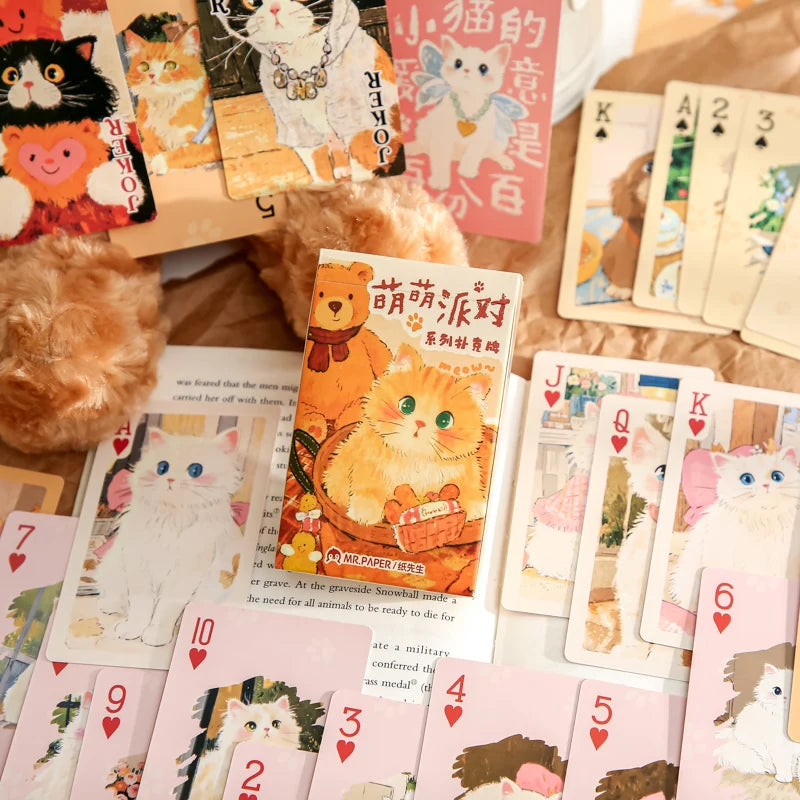 55sheets/box Kawill Creative Cat Pet Themed Playing Cards Paper Gift Set Office Paper Cards Entertainment Party Diary Decoration