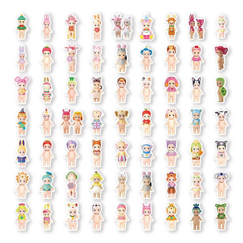 10/60PCS Cute Sonny Angel Cartoon Graffiti Stickers Creative DIY Decorative Car Water Cup Mobile Case Sticker Waterproof Kids