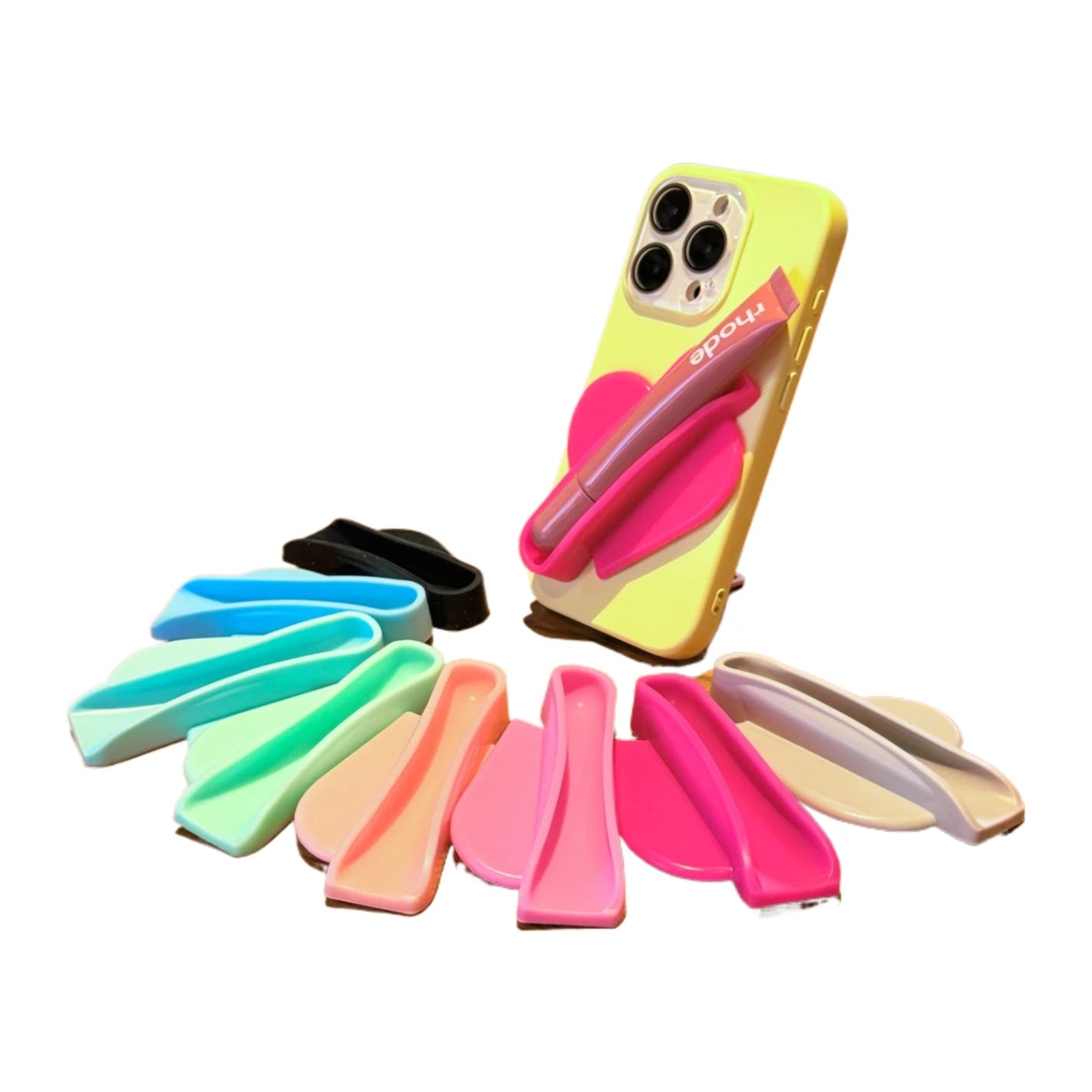 Lip Gloss Holder Phone Case Lipstick Lip Glaze Phone Case Self-Adhesive Silicone Lip Gloss Holder For iPhone And Android Phones