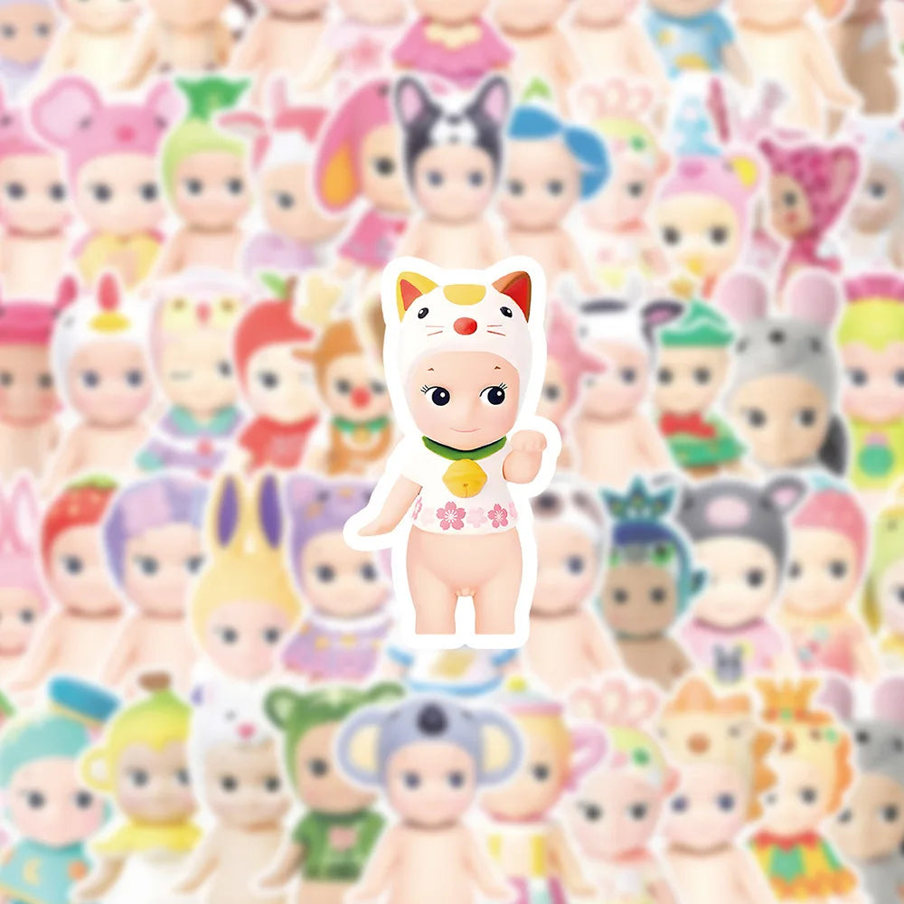 10/60PCS Cute Sonny Angel Cartoon Graffiti Stickers Creative DIY Decorative Car Water Cup Mobile Case Sticker Waterproof Kids