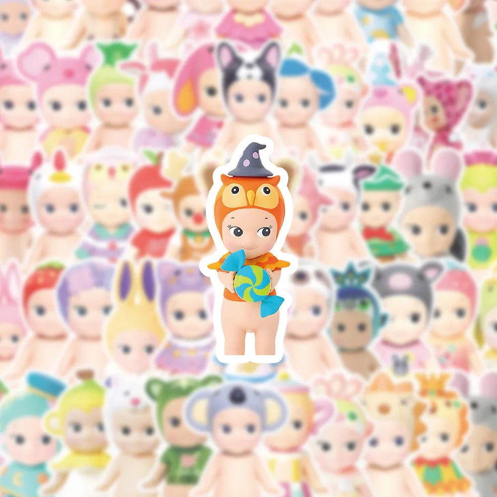 10/60PCS Cute Sonny Angel Cartoon Graffiti Stickers Creative DIY Decorative Car Water Cup Mobile Case Sticker Waterproof Kids