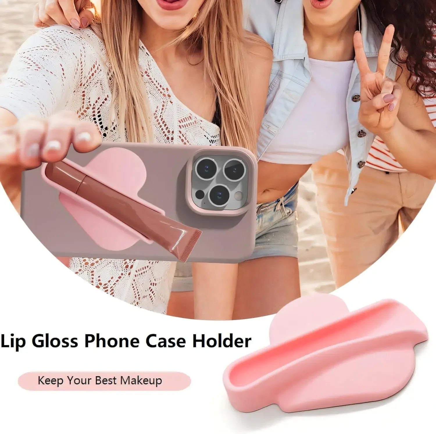 Lip Gloss Holder Phone Case Lipstick Lip Glaze Phone Case Self-Adhesive Silicone Lip Gloss Holder For iPhone And Android Phones