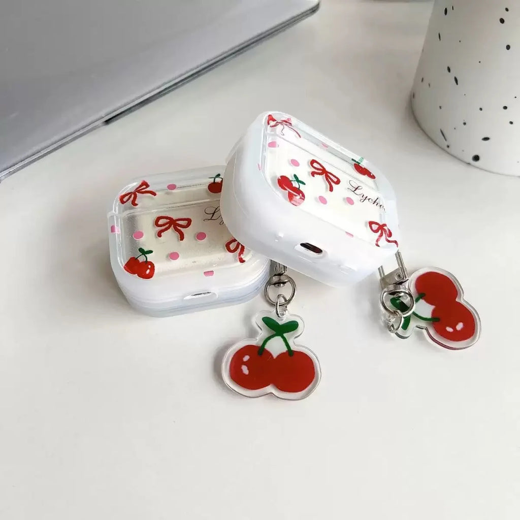 Cute Bow Cherry Earphone Case For AirPods Pro