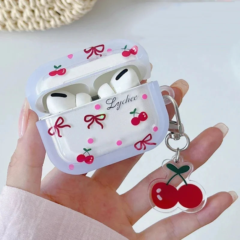 Cute Bow Cherry Earphone Case For AirPods Pro