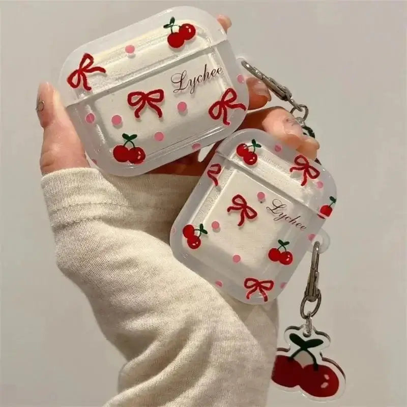 Cute Bow Cherry Earphone Case For AirPods Pro
