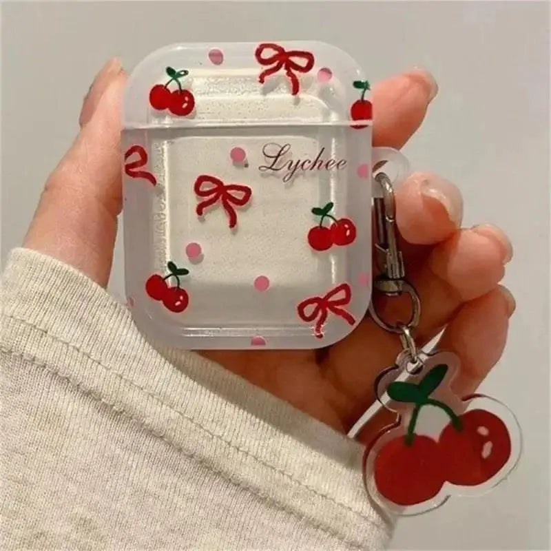 Cute Bow Cherry Earphone Case For AirPods Pro