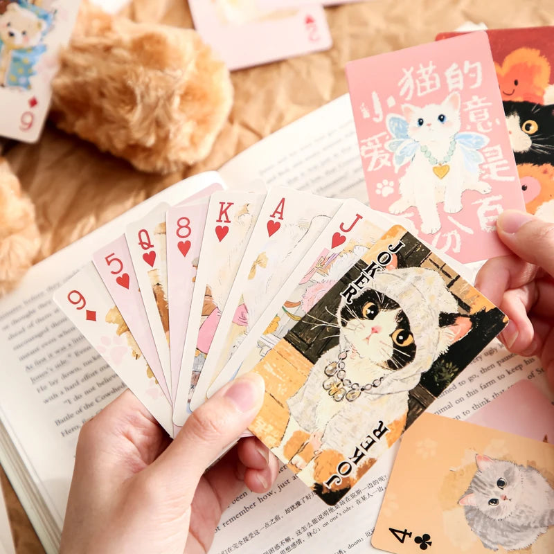 55sheets/box Kawill Creative Cat Pet Themed Playing Cards Paper Gift Set Office Paper Cards Entertainment Party Diary Decoration