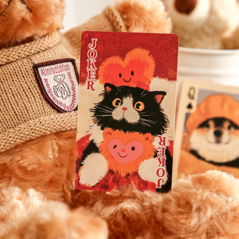 55sheets/box Kawill Creative Cat Pet Themed Playing Cards Paper Gift Set Office Paper Cards Entertainment Party Diary Decoration