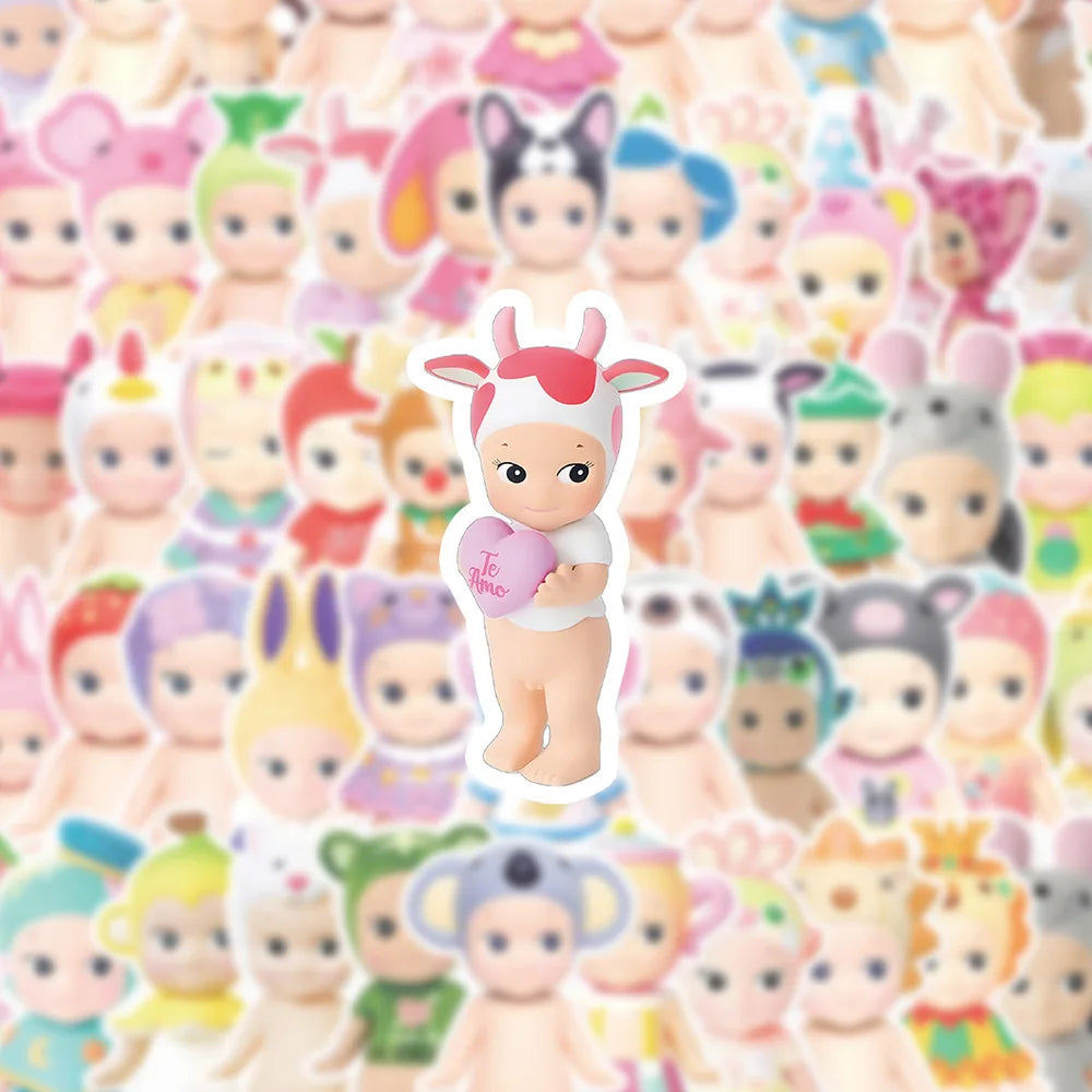 10/60PCS Cute Sonny Angel Cartoon Graffiti Stickers Creative DIY Decorative Car Water Cup Mobile Case Sticker Waterproof Kids